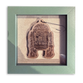 “R2-D2" ETCHED WOODEN ORNAMENT (Framed in Green)