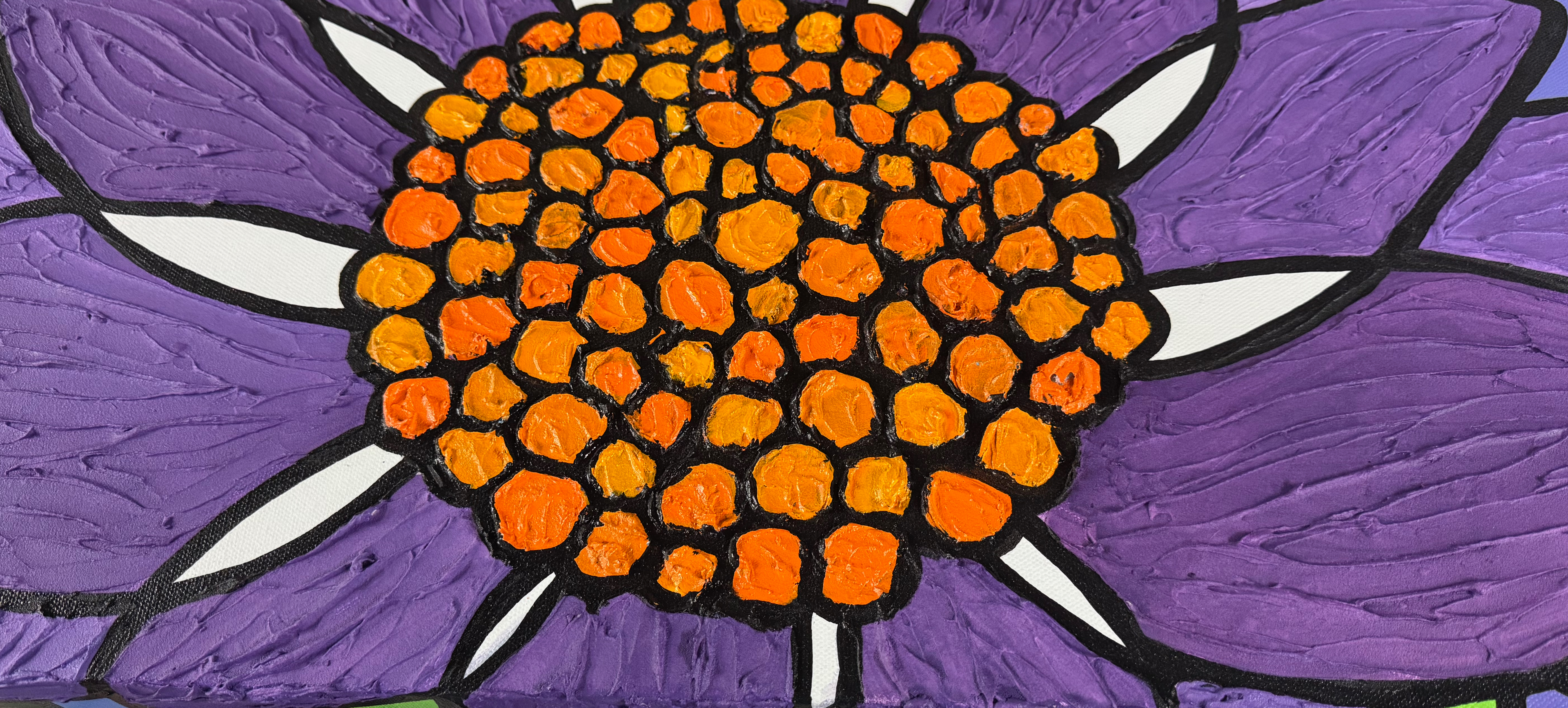 Detail — petal relief and black outline work